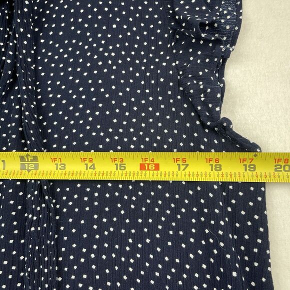 Loft Flutter Sleeve Top Navy Polka Dot Nautical Career Teacher-M - Picture 8 of 9